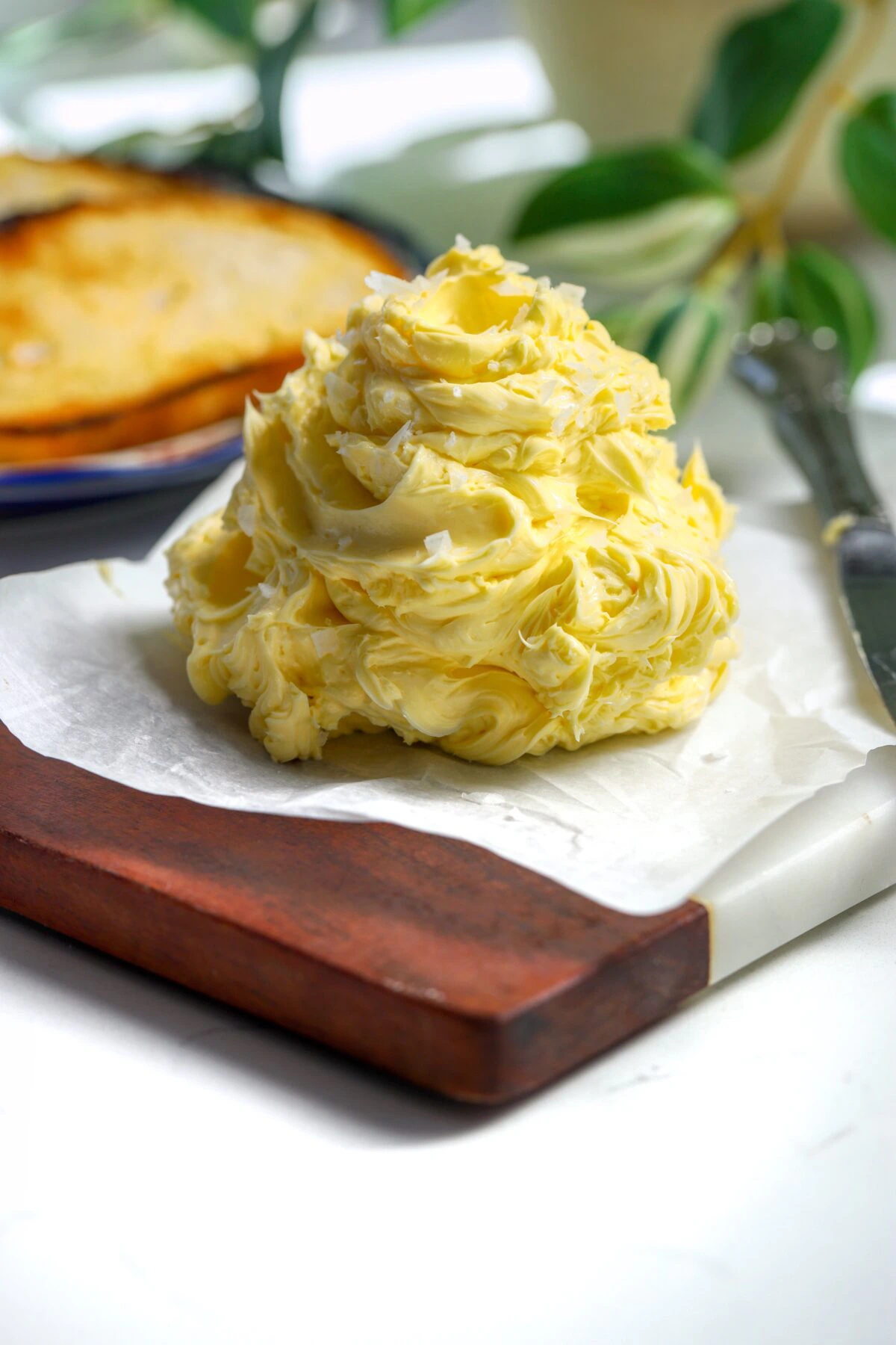 A tower of good quality whipped butter with a cloud like texture.