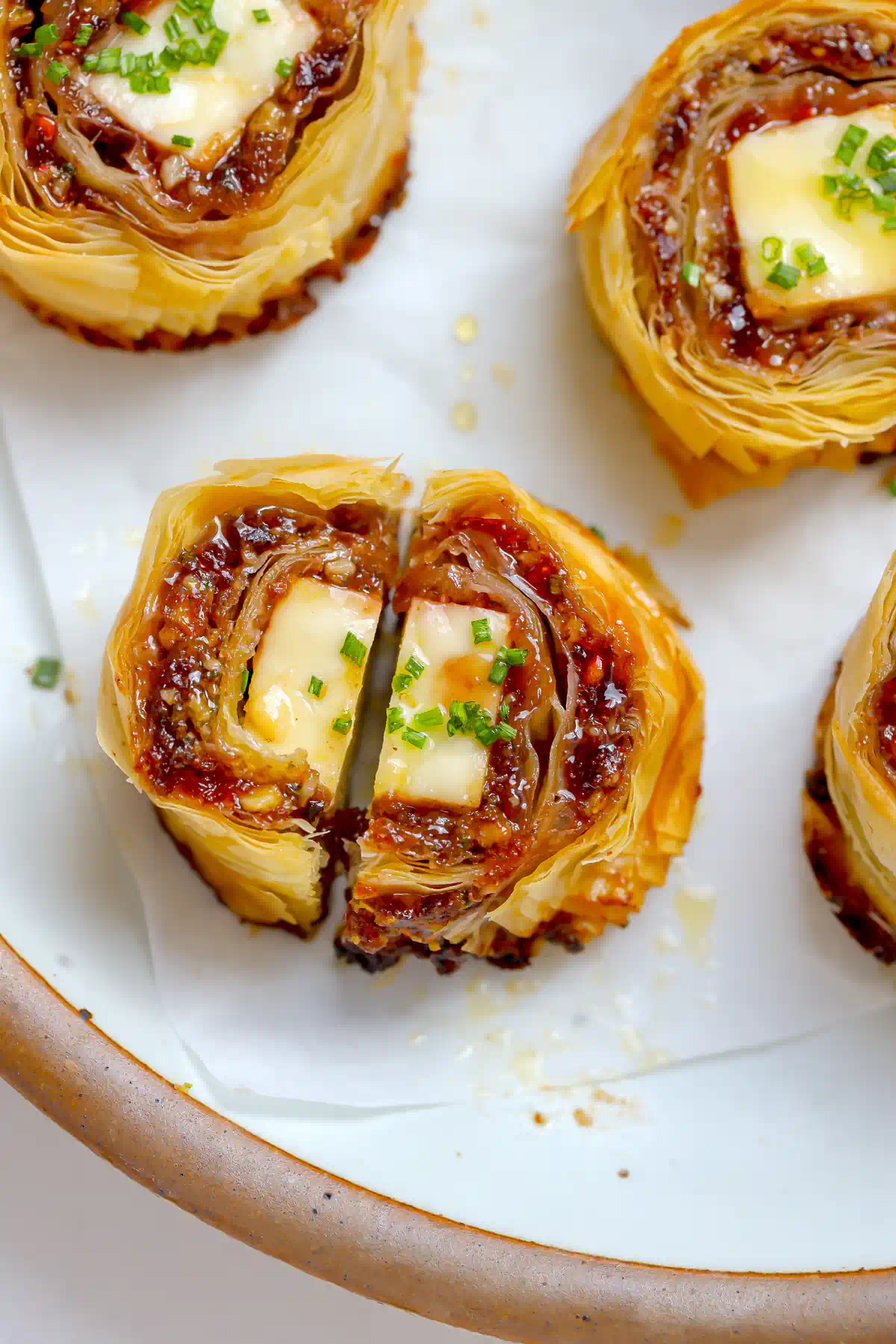 Feta Phyllo Bites Cut in Half