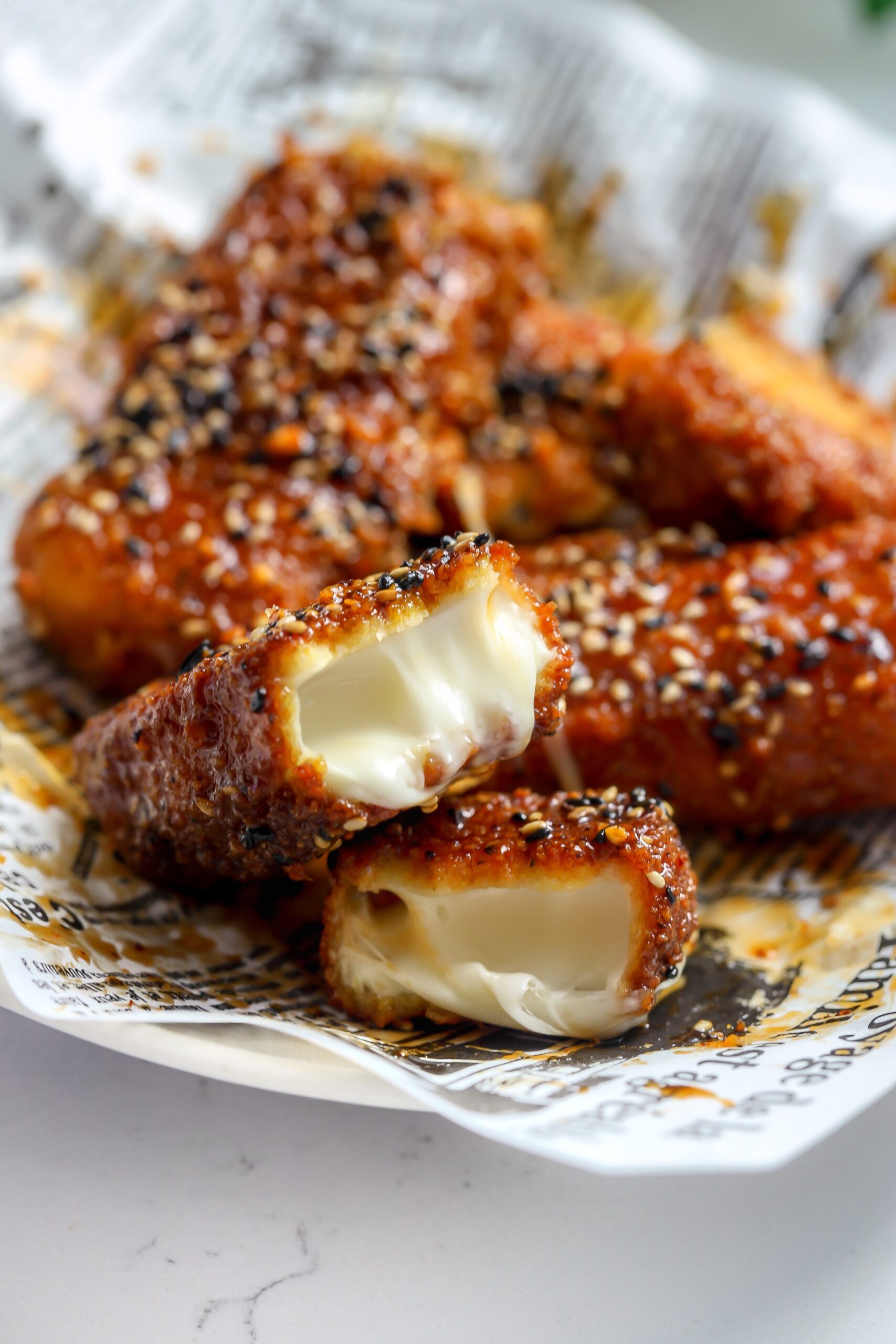 cheese deep fried mozzarella sticked with a spicy Japanese inspired sauce