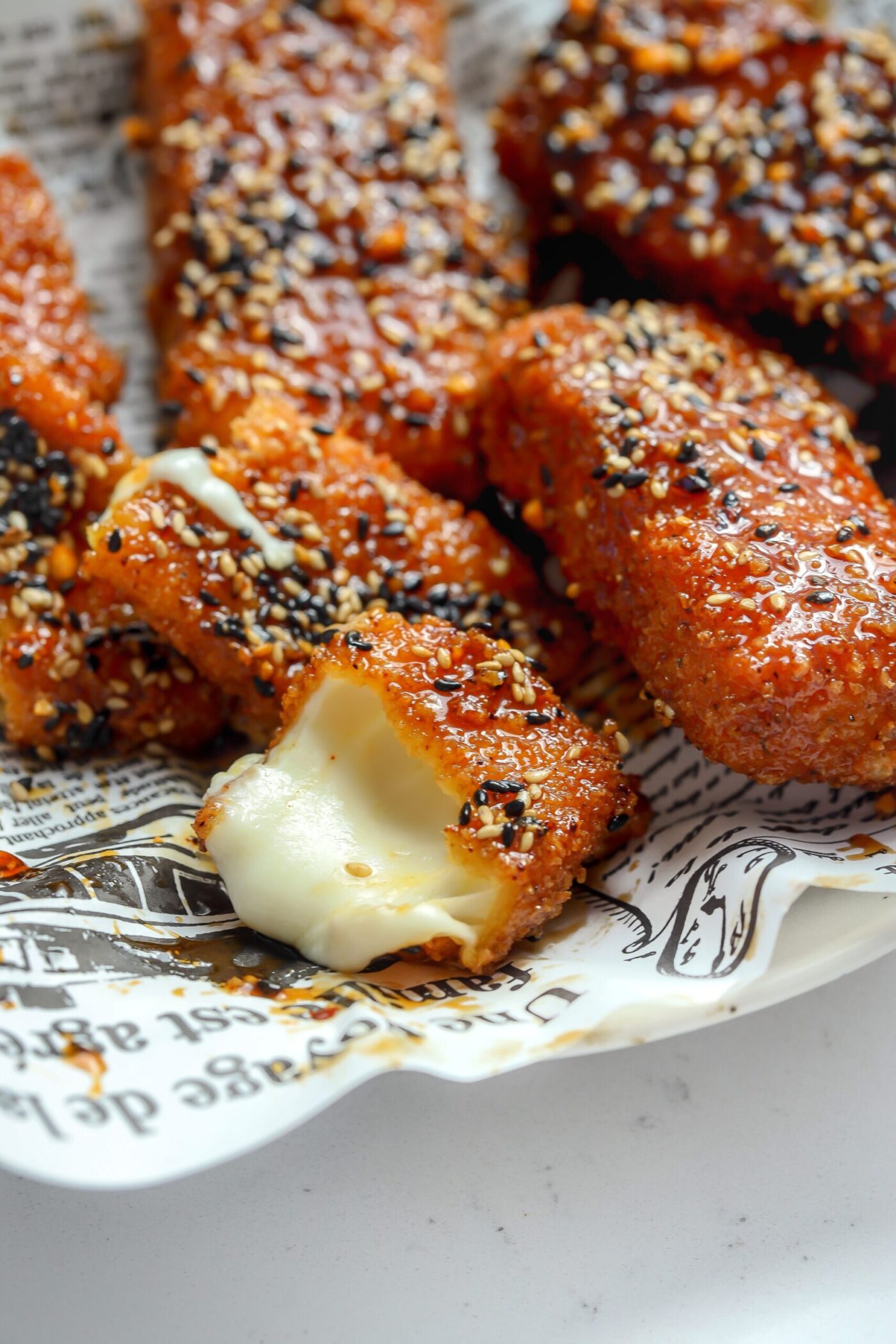 cheese deep fried mozzarella sticked with a spicy Japanese inspired sauce