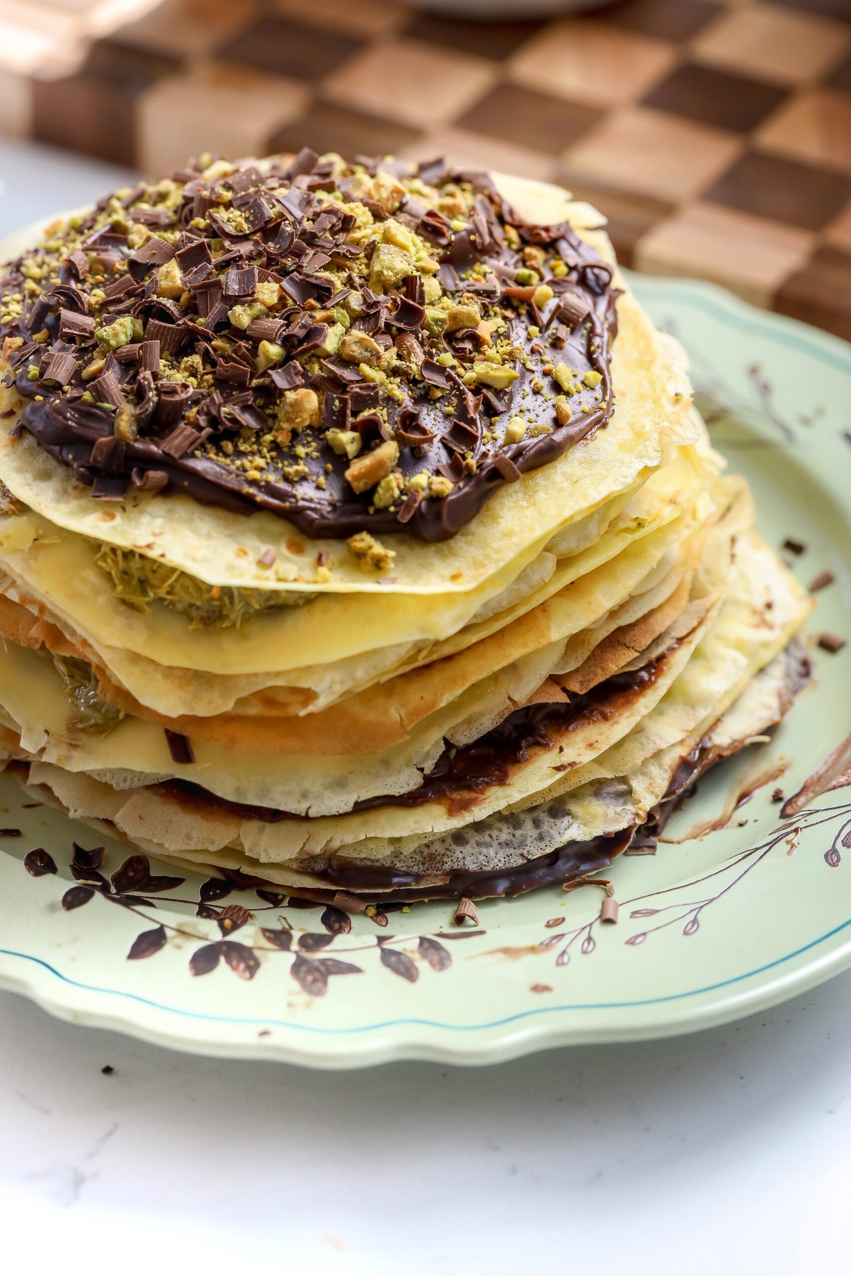 Dubai Chocolate crepe cake recipe