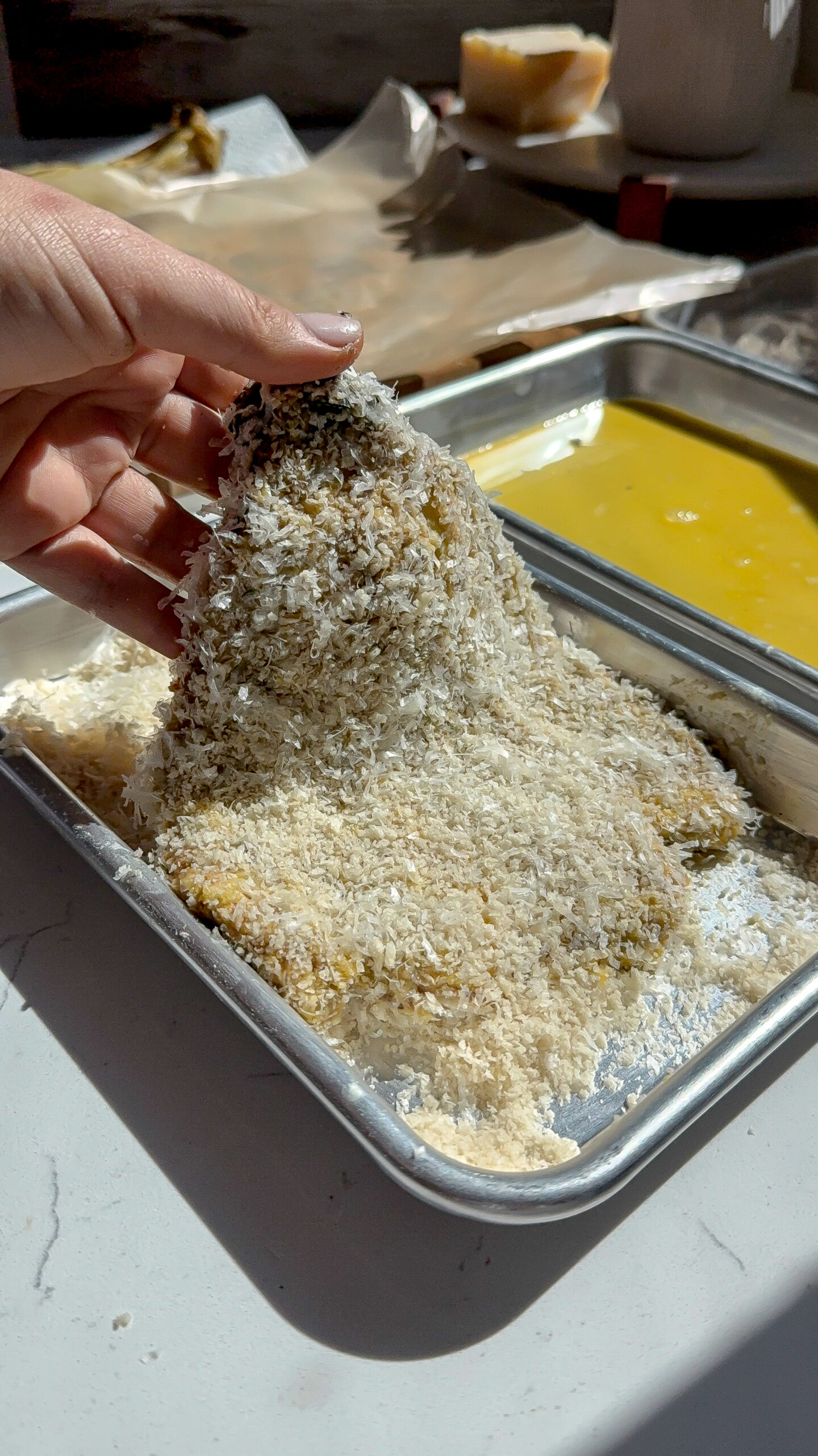 coat the eggplant in panko mixture.