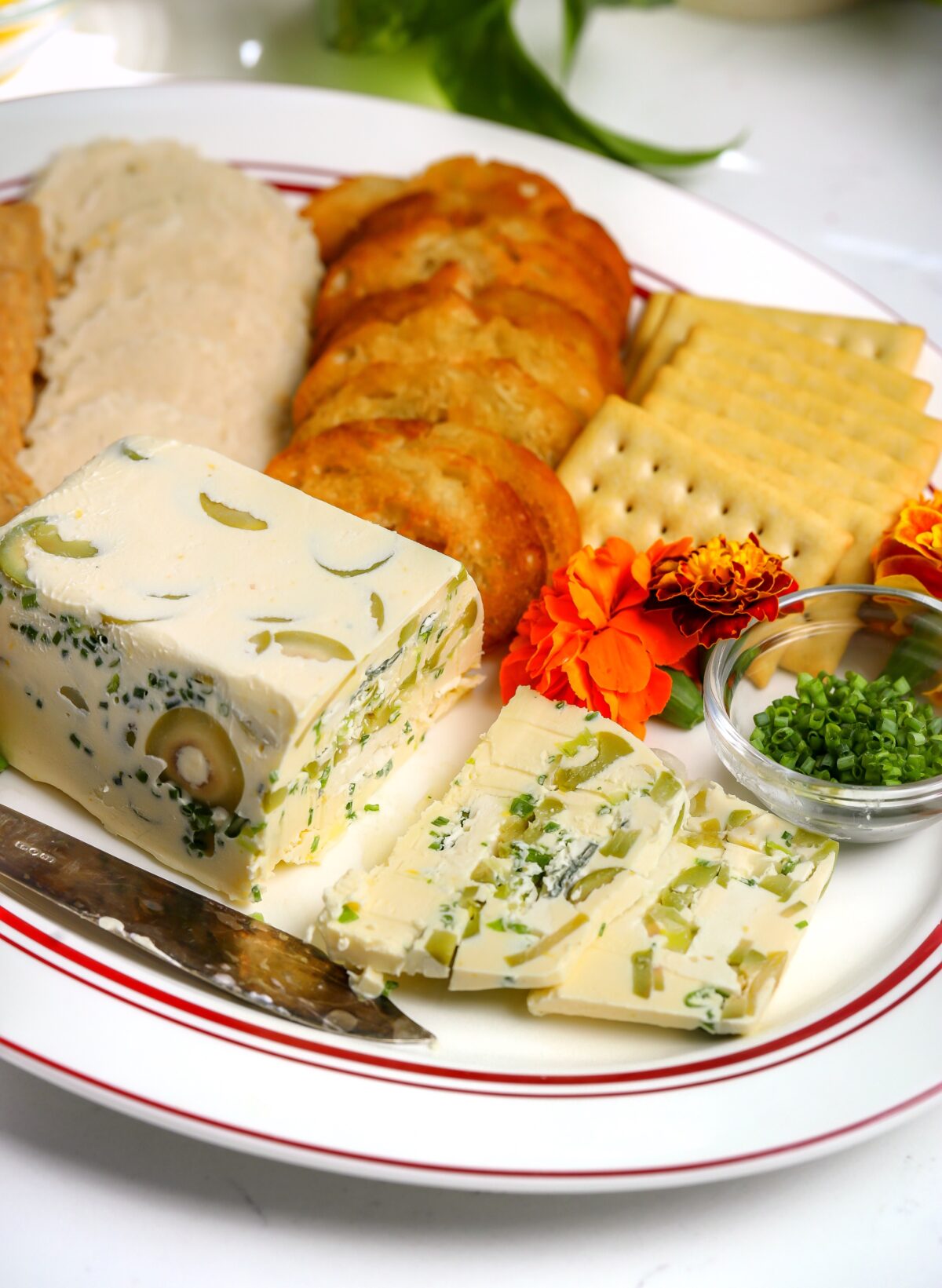 A recipe for butter terrine with layers of olives, vodka and brine, making it taste like a dirty martini.