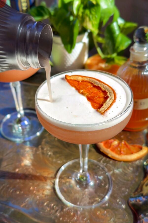 This is a grapefruit with elderflower cocktail made with empress gin.